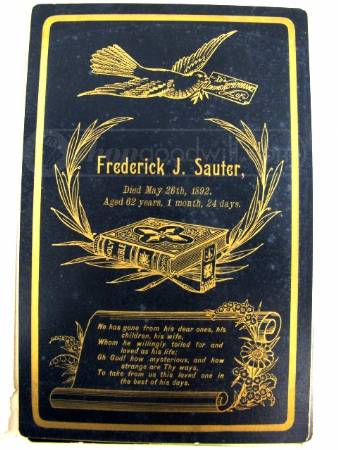 Frederick J. Sauter Funeral Card